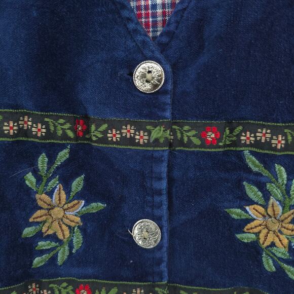Vintage Casey&Max Cottagecore Quilt Velvet Sewn Floral Plaid Button Down Vest L - Picture 4 of 10